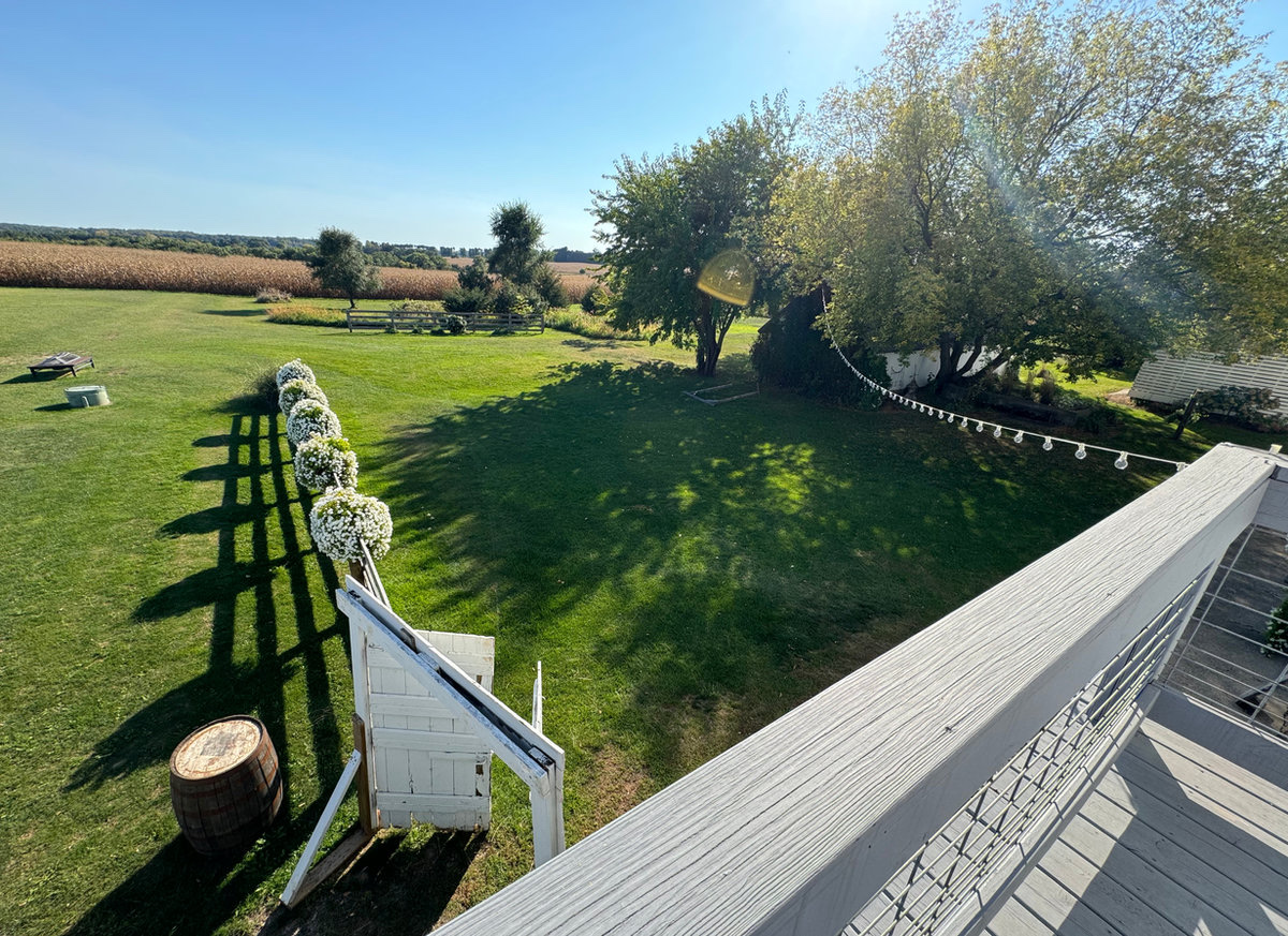 View from the bride's dressing room deck overlooking the wedding ceremony area